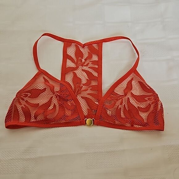 Free People Women's Lace Bralette Racer Back Bra Henna Red Small - Picture 8 of 16